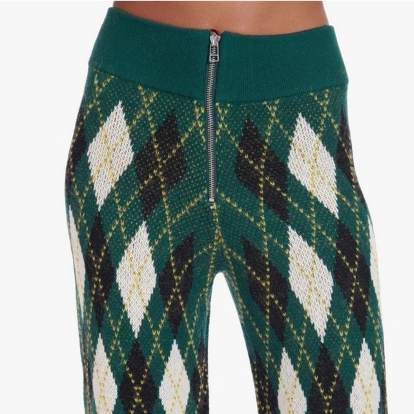 STAUD SET- Army Green Mohair Argyle Sweater Set - Picture 2 of 14